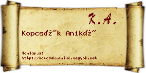 Kopcsák Anikó névjegykártya