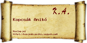 Kopcsák Anikó névjegykártya